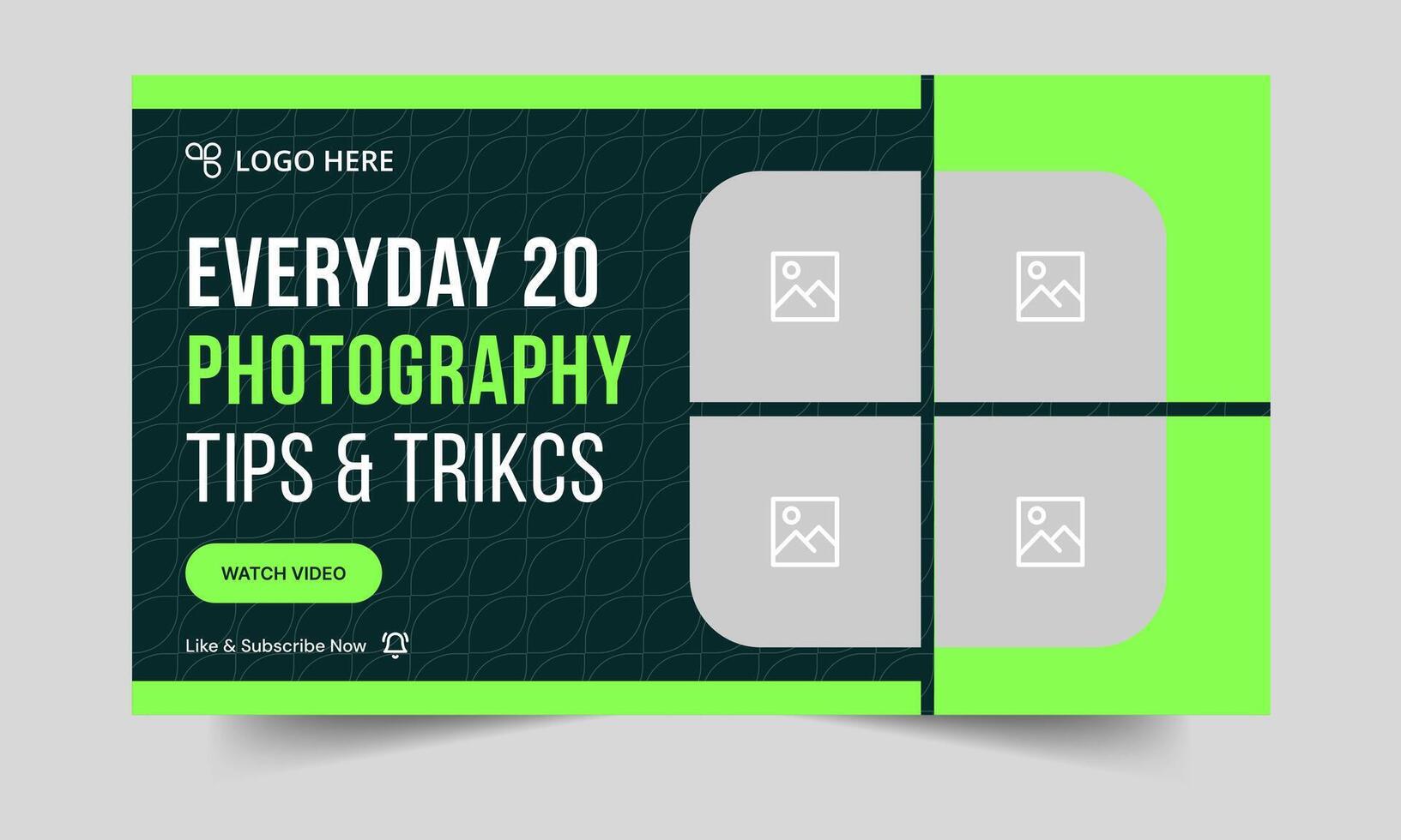 Daily photography tips and tricks thumbnail banner design, daily photography techniques cover banner design, fully customizable eps 10 file format vector