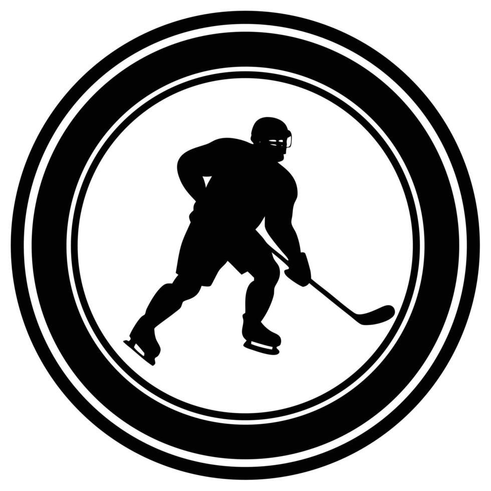 Hockey player silhouette in a circle vector