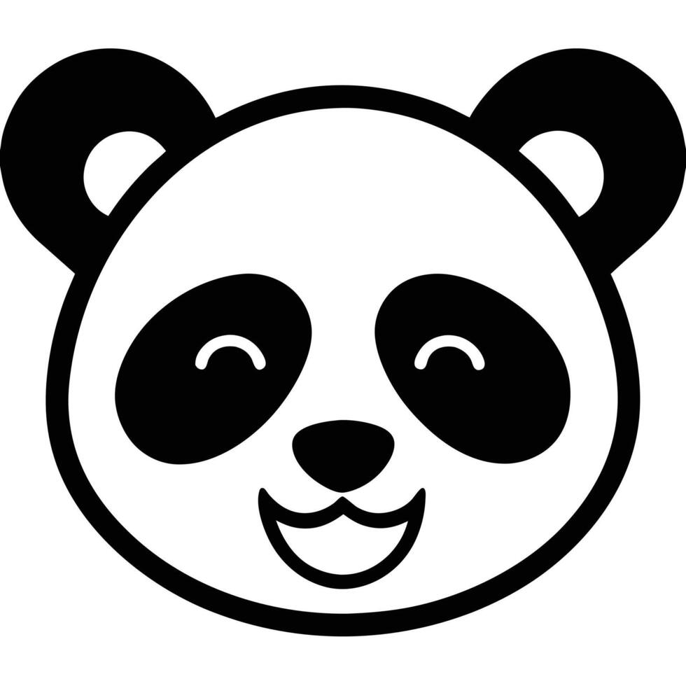 A panda bear face is shown in a simple line drawing vector