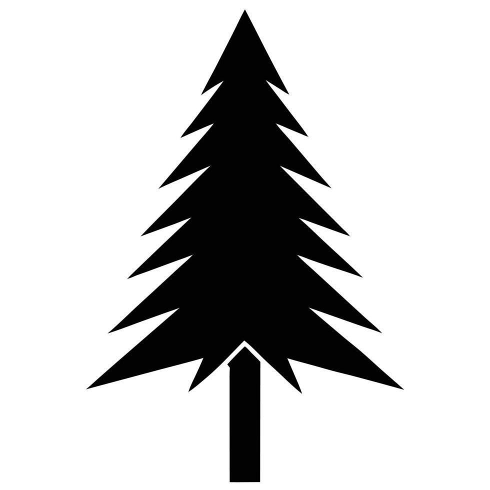 A black silhouette of a pine tree vector
