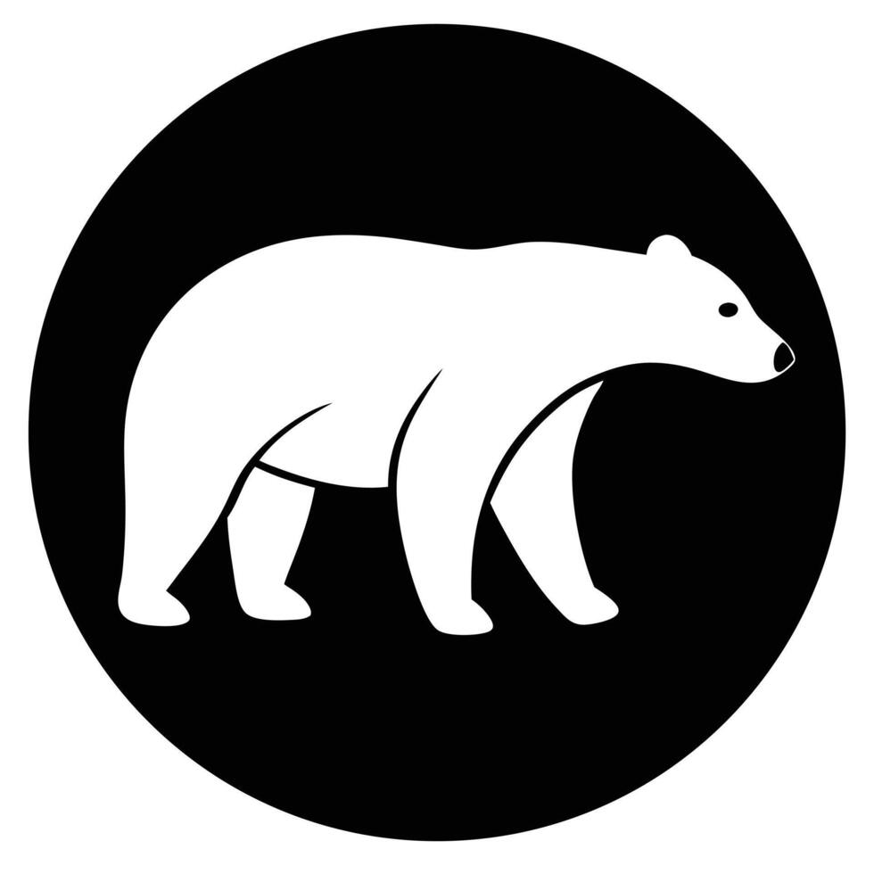 A black and white polar bear in a circle vector