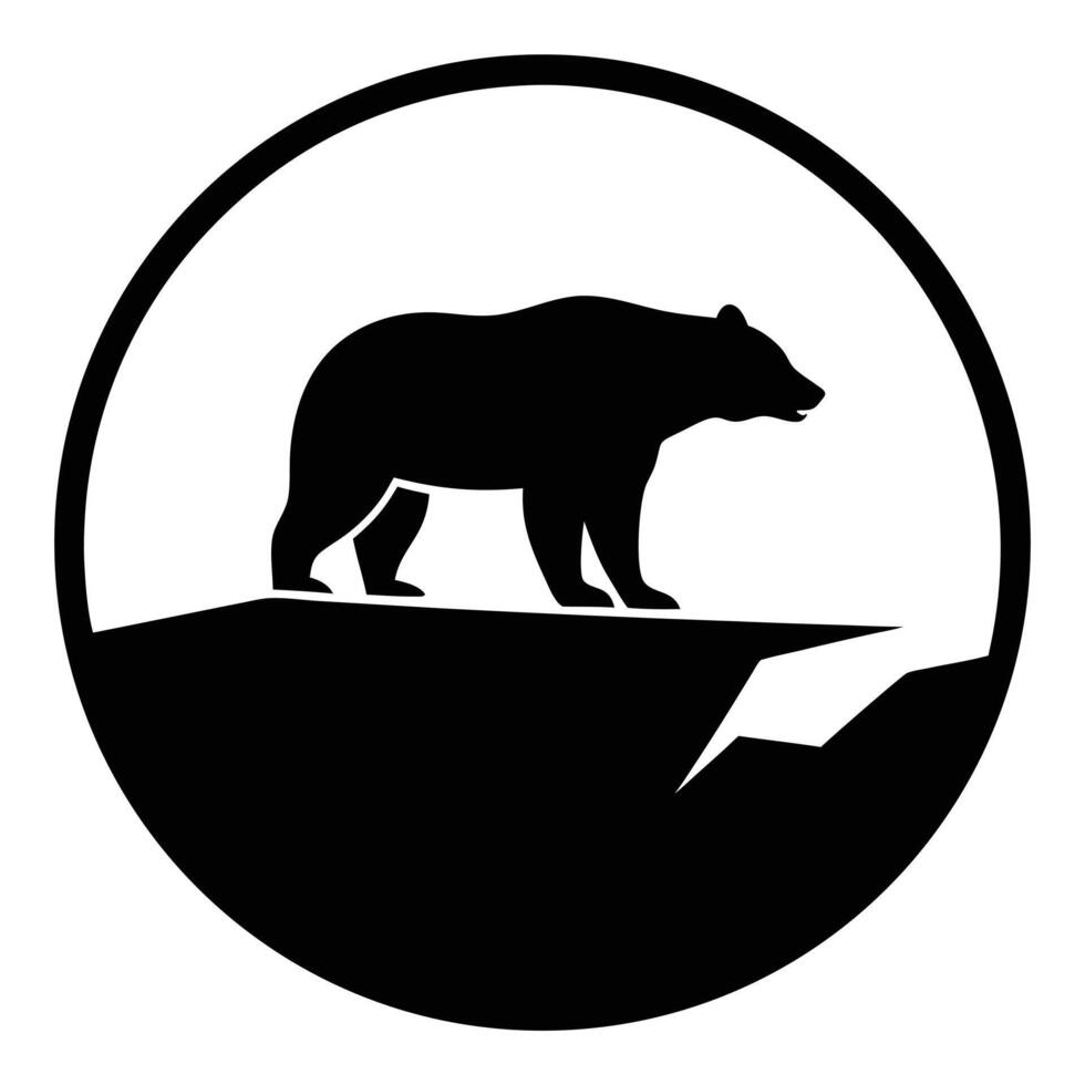 A black and white bear silhouette in a circle vector