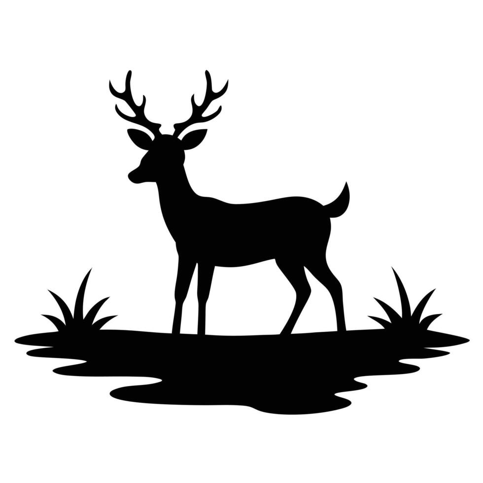 Deer silhouette on white background vector