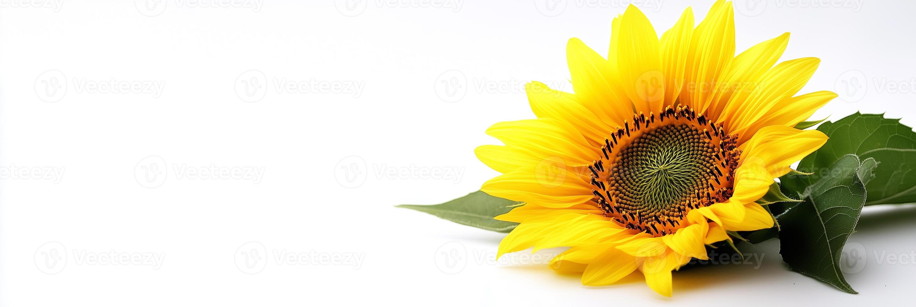 Helianthus with copy space, photorealistic Helianthus flower, isolated on white photo