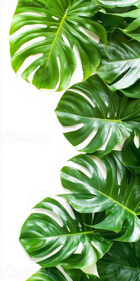 Tropical leaves on white background photo