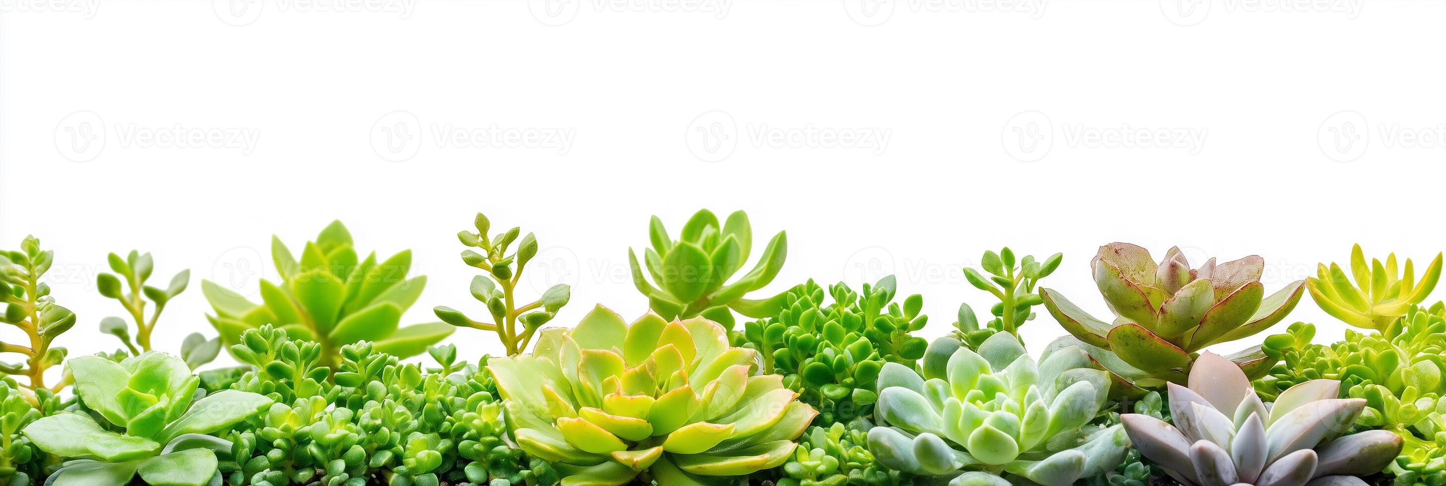 Stonecrop dwarf varieties with white space, photorealistic Stonecrop dwarf varieties plant, isolated on white Stonecrop dwarf varieties photo