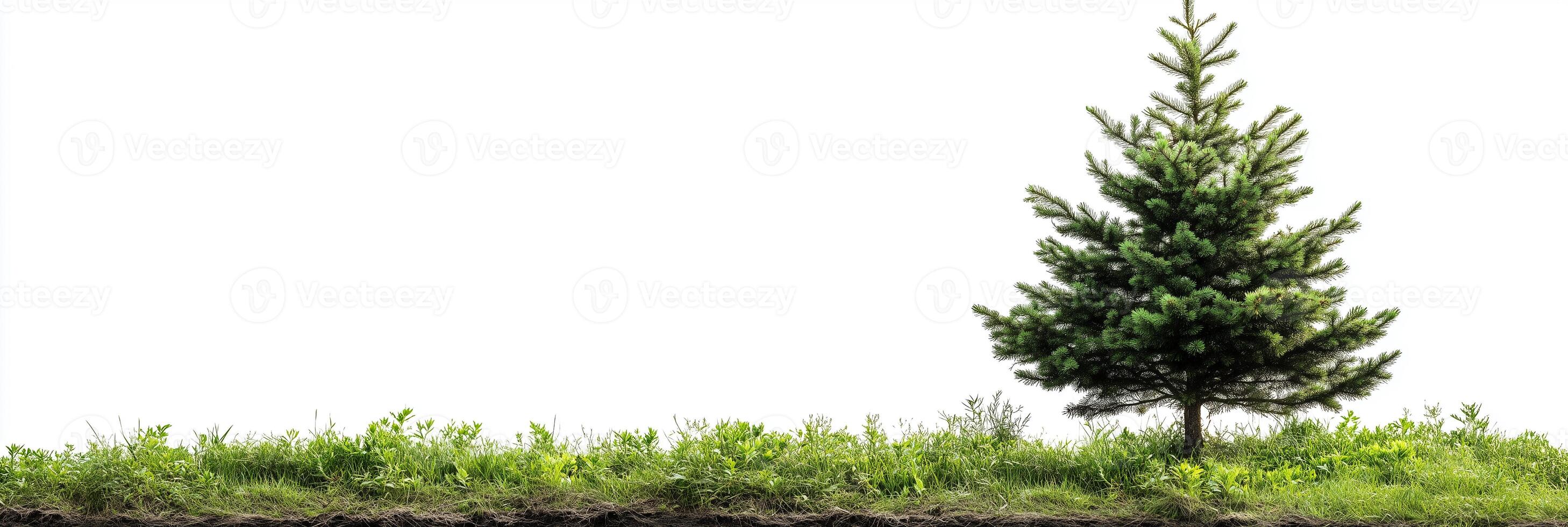 White Cedar with copy space, photorealistic White Cedar plant, isolated on white photo