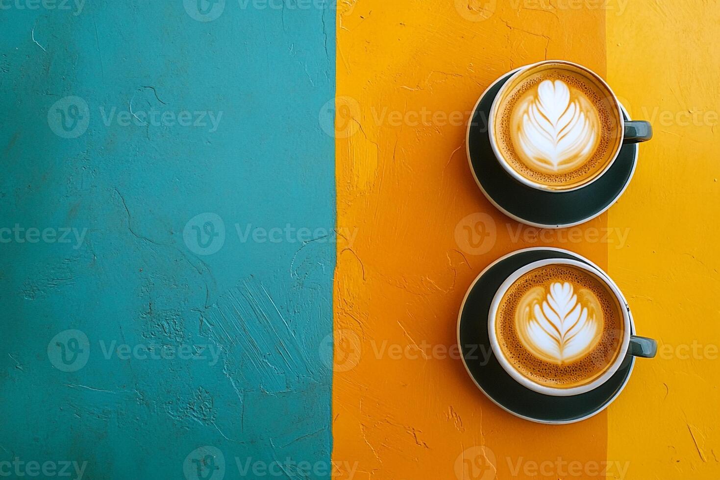 Top View Of Bistro On Vibrant Background With Copy Space, Food Photography photo