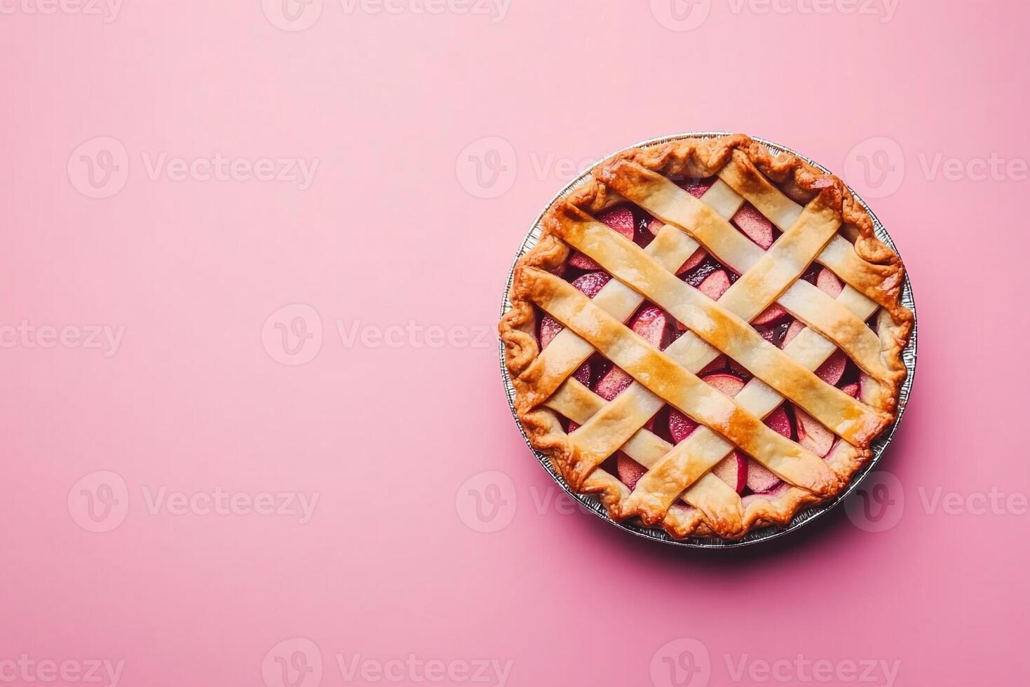 Top View Of Fried Apple Pie On Vibrant Background With Copy Space, Food Setting photo