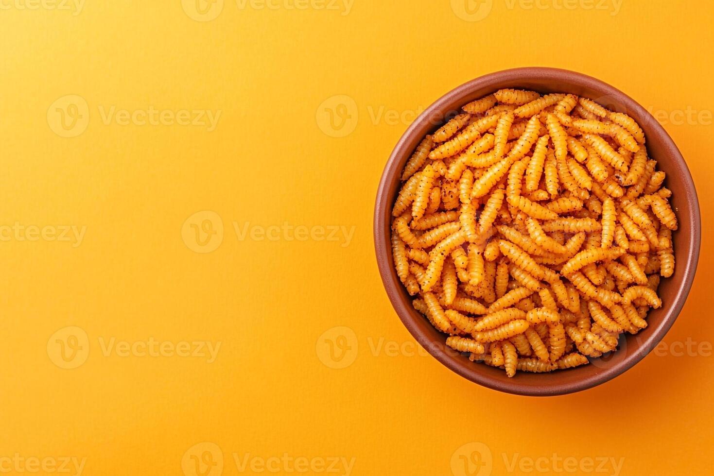 Top View Of Mealworm Fritters On Vibrant Background With Copy Space, Food Photography photo