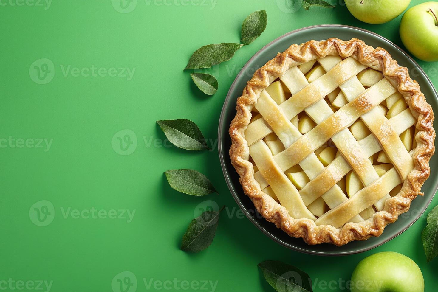 Top View Of Mini Apple Pie On Vibrant Background With Copy Space, Food Photography photo