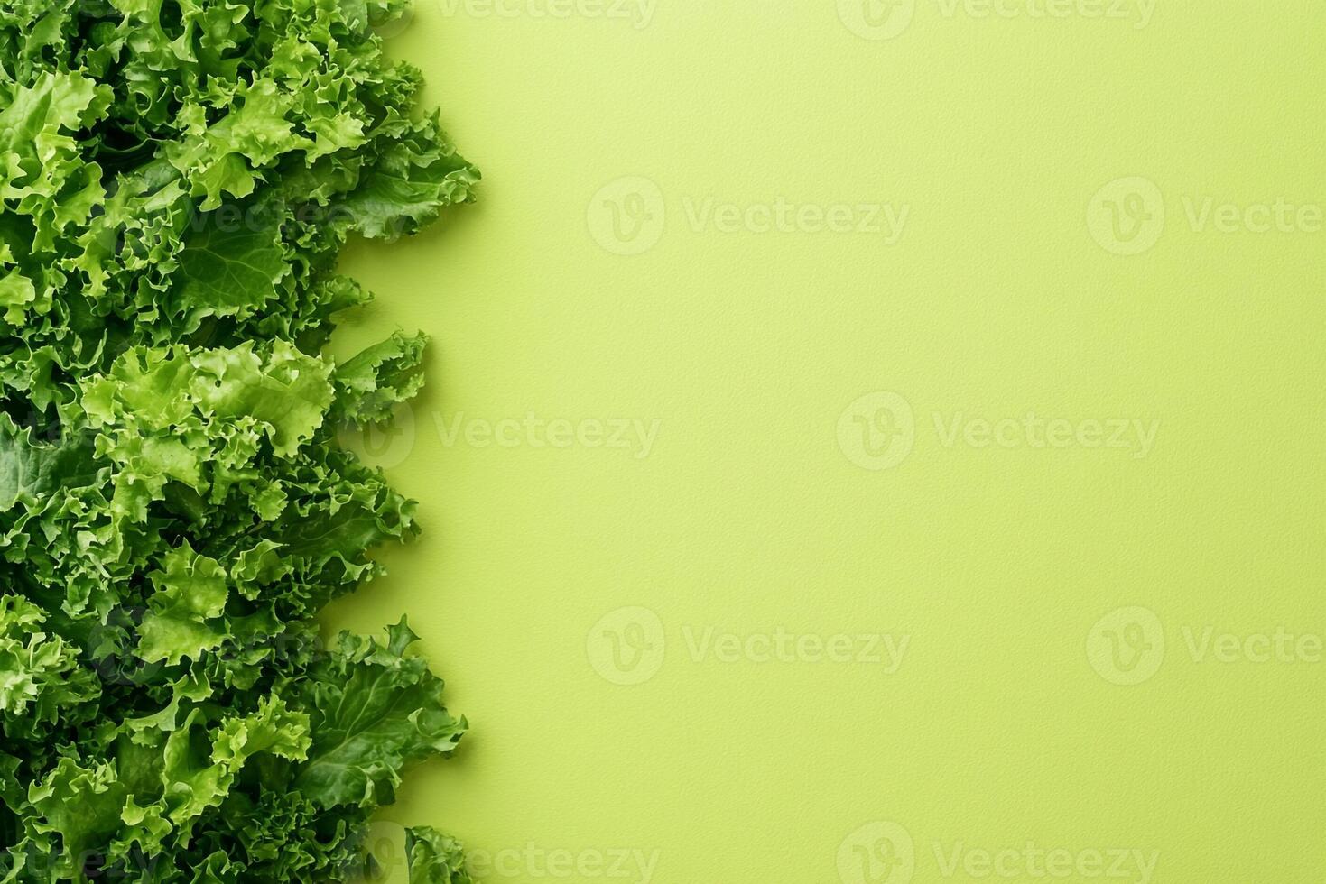 Top View Of Mixed Green Salad With Dijon Vinaigrette On Vibrant Background With Copy Space, Food Photography photo