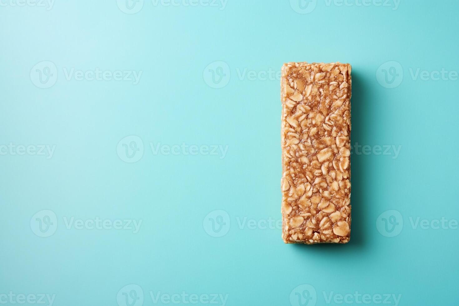 Top View Of Peanut Butter Energy Bar On Vibrant Background With Copy Space, Food Setting photo