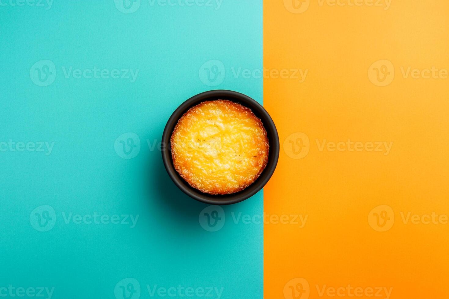 Top View Of Potato Gratin With Truffle Oil On Vibrant Background With Copy Space, Food Setting photo