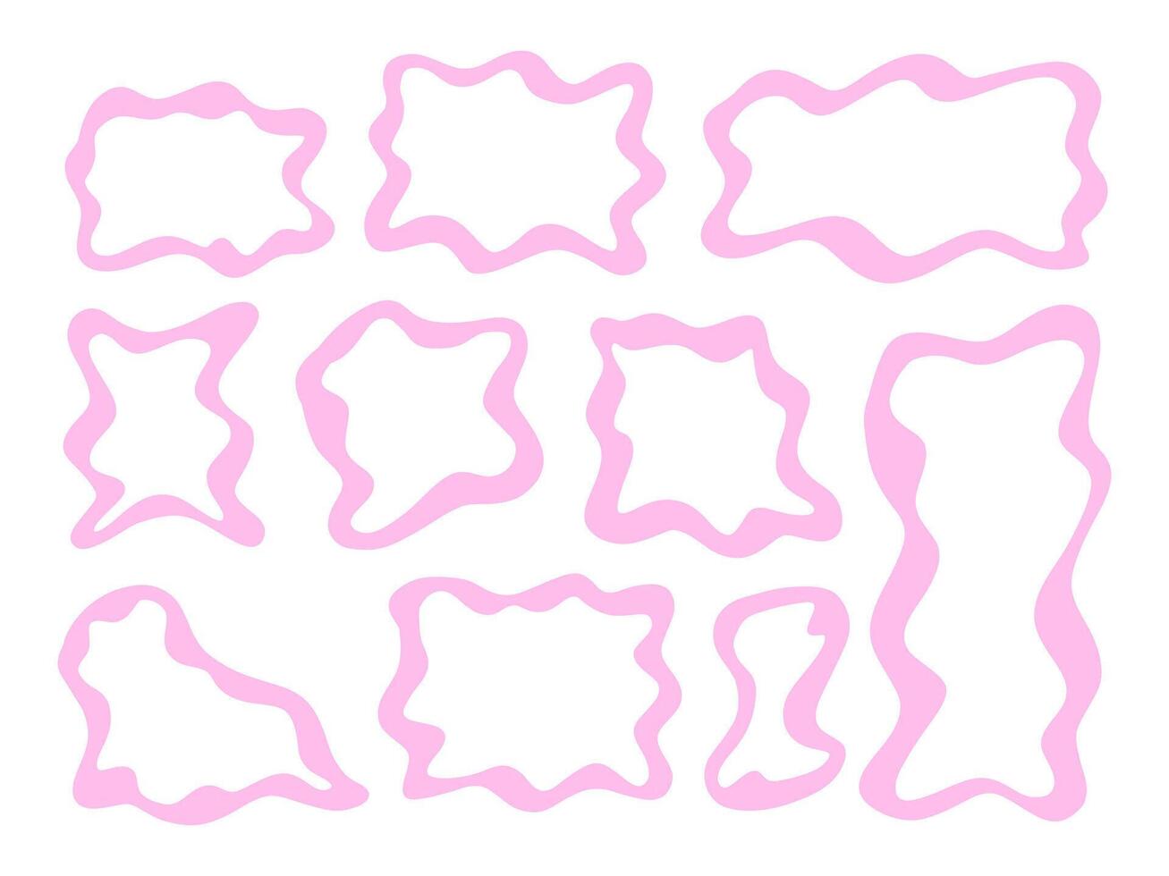 Freeform Hand Drawn Wavy Blob Frame. A playful collection of 10 freeform hand drawn blob frames with wavy and irregular outlines in various shape including rectangle curve. Perfect for abstract layout vector