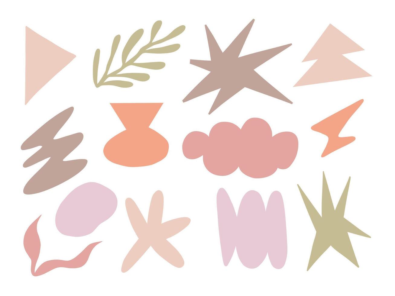 Abstract Cutout Shape and Form Design. A creative collection of 13 abstract cutout shapes featuring geometric forms organic silhouette. Perfect for modern collage layout decor and artistic composition vector
