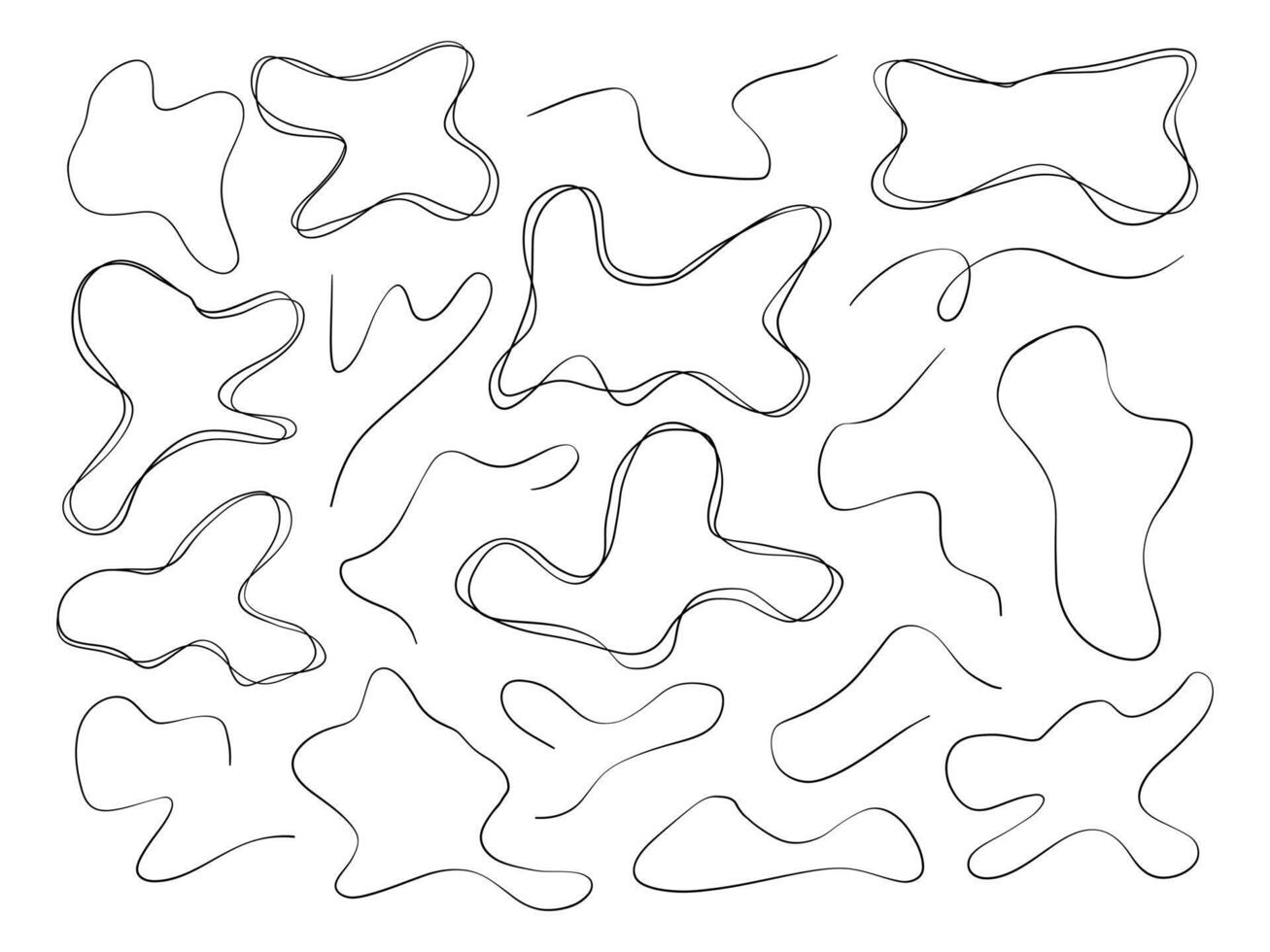Freeform Hand Drawn Abstract Blob Shape. A creative collection of 19 freeform hand drawn abstract blob and line shapes including ribbons, contours, outlines, and more. Perfect for modern artistic vector