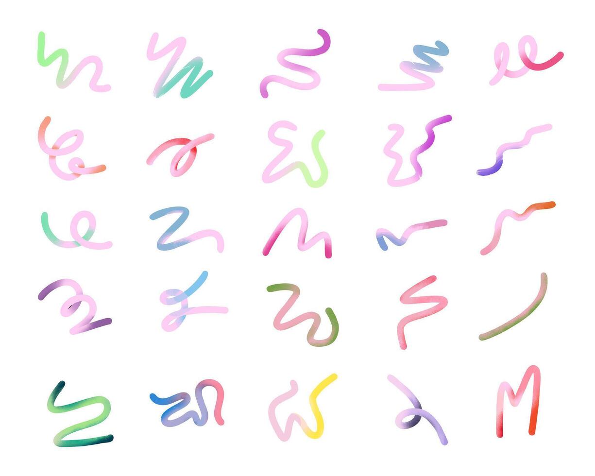 Freeform Abstract Scribble Stroke. A bundle of 10 abstract scribble strokes in playful freeform shapes with dynamic brush style perfect for modern compositions digital layouts and creative accent vector