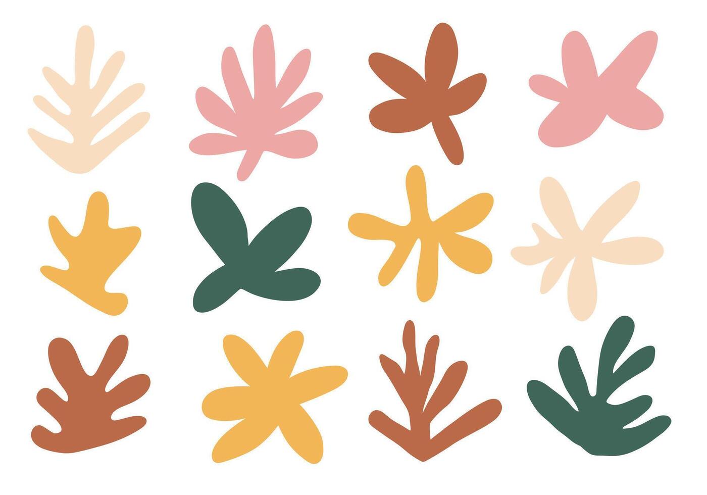 Abstract Botanical Cutout Leaf Shape. A modern collection of 12 abstract hand cut botanical leaf shapes featuring playful silhouettes and more. Perfect for decor posters and organic compositions vector