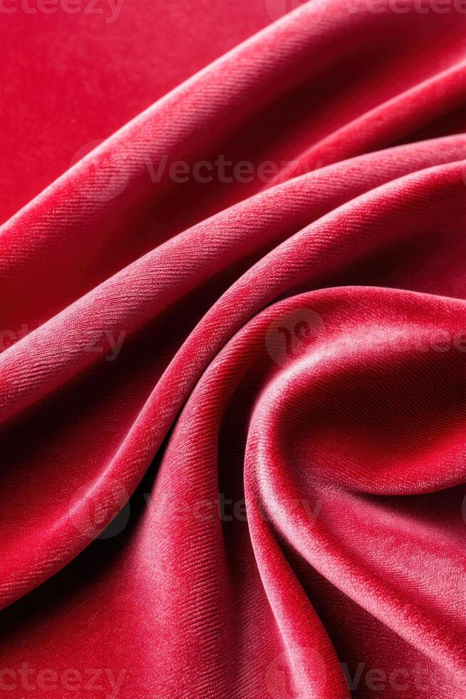 Luxurious jester red fabric draped elegantly, showcasing soft texture and rich color, perfect for upholstery, fashion design, or artistic projects with vibrant appeal photo