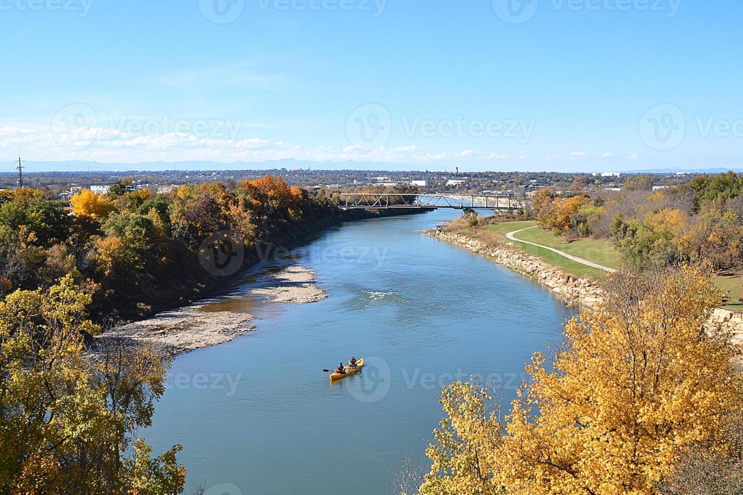 A river with a boat in it photo