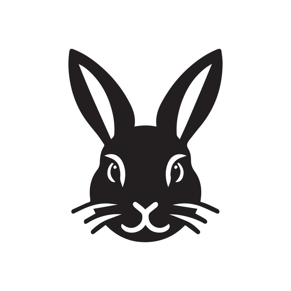 Rabbit face silhouette lineart logo icon, bunny animal isolated on white backgroun vector