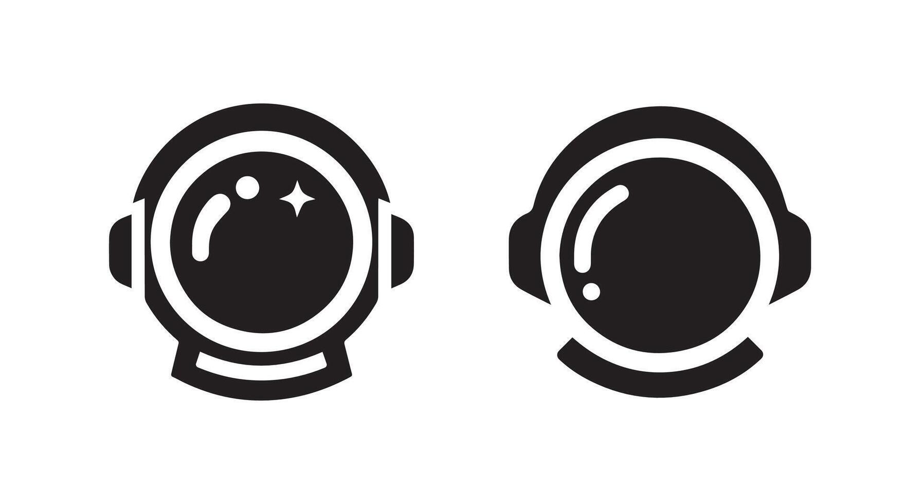 Astronaut helmet black solid silhouette logo icon design on white background vector