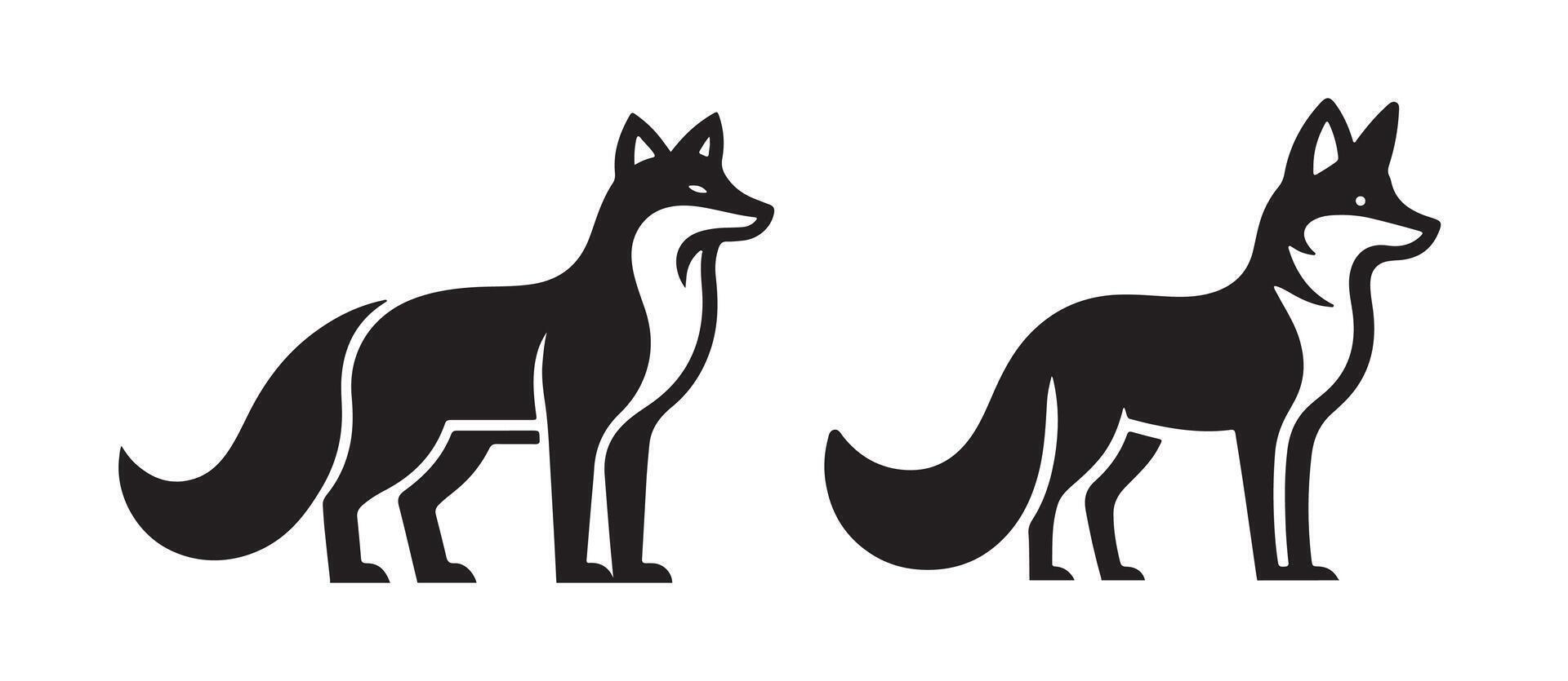 Fox animal black solid silhouette icon design on white background vector