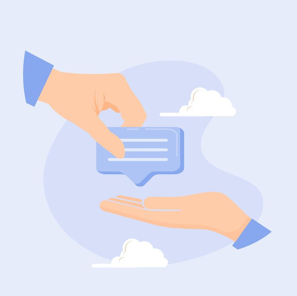 Feedback illustration, depicting a satisfaction survey. with hand drawn. The concept of receiving suggestions and opinions for company improvement through effective communication. vector
