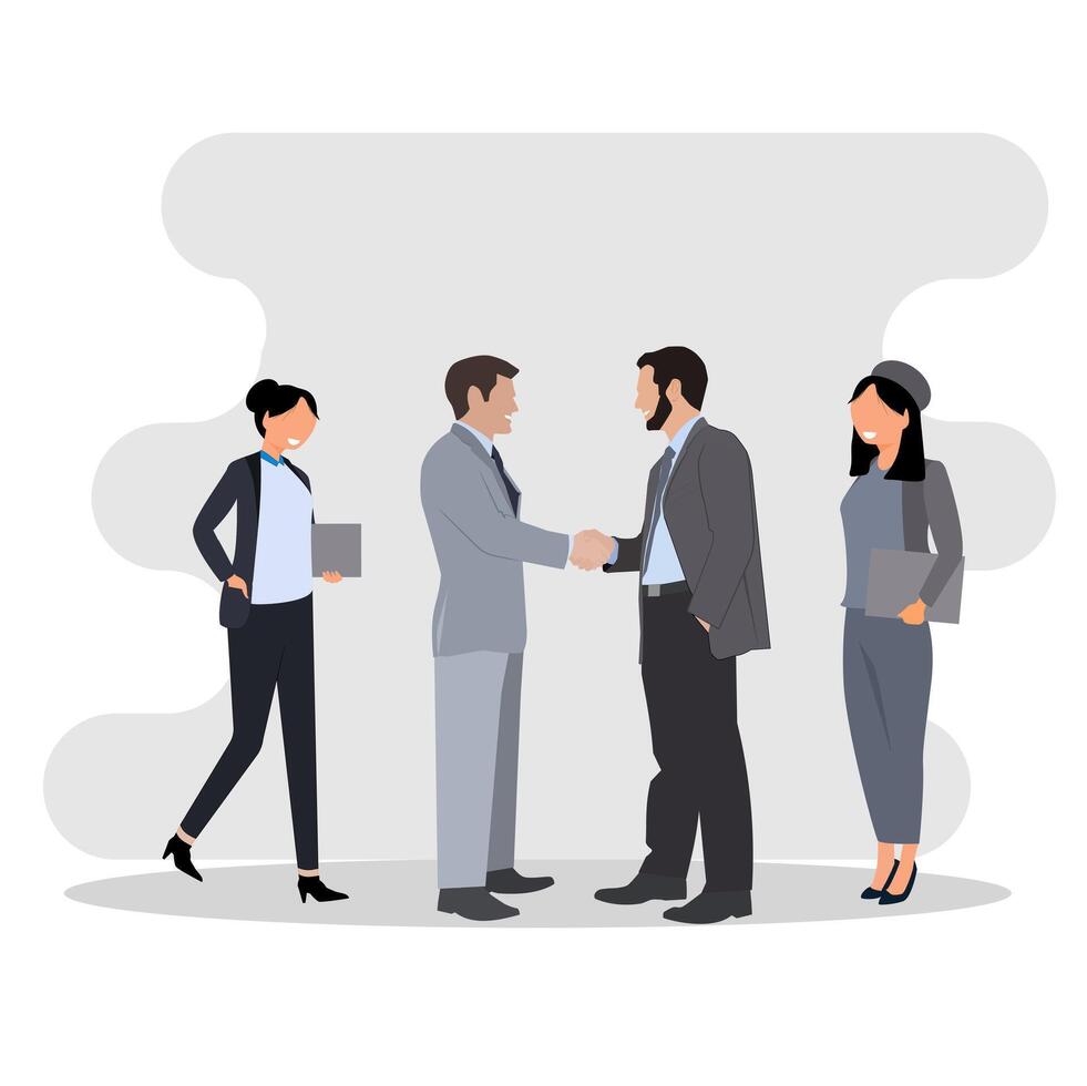 Business Meeting. Concept of agreement of employment contract. Illustration in flat style. vector