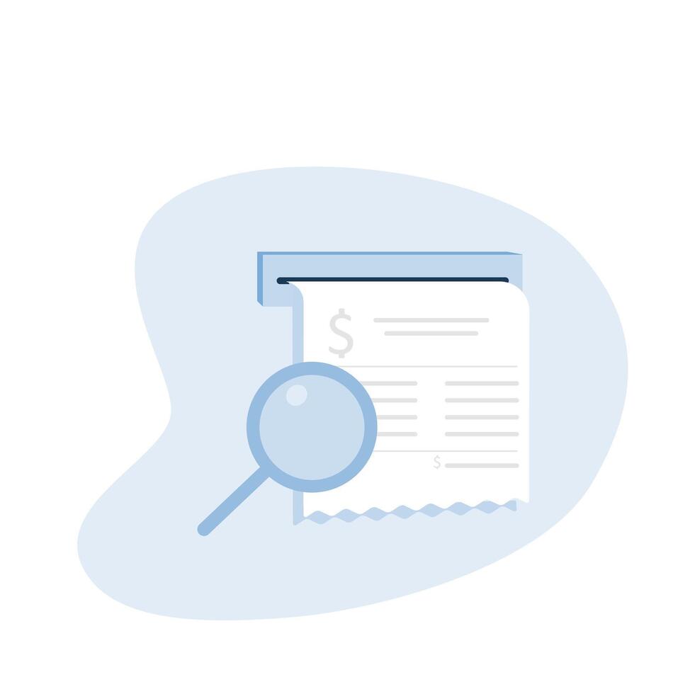 Cash register, bill check receipt. Financial transaction concept, banking and ATM payments. vector