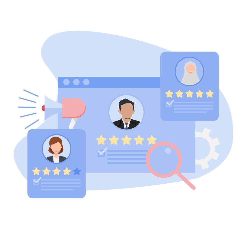Human resources recruitment concept. Job interview illustration, recruitment agency, in flat style. Human Resources, Recruitment. vector