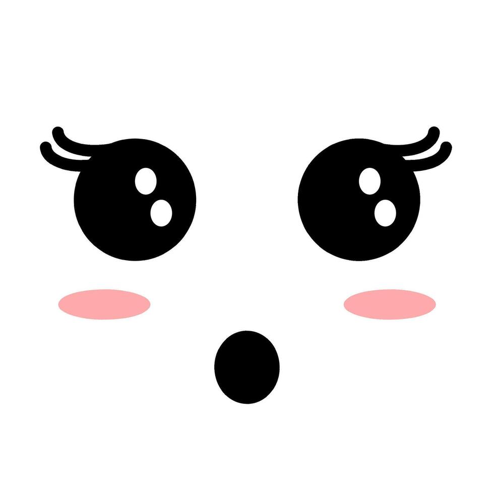 Kawaii Face Expression - Surprised with Blush vector