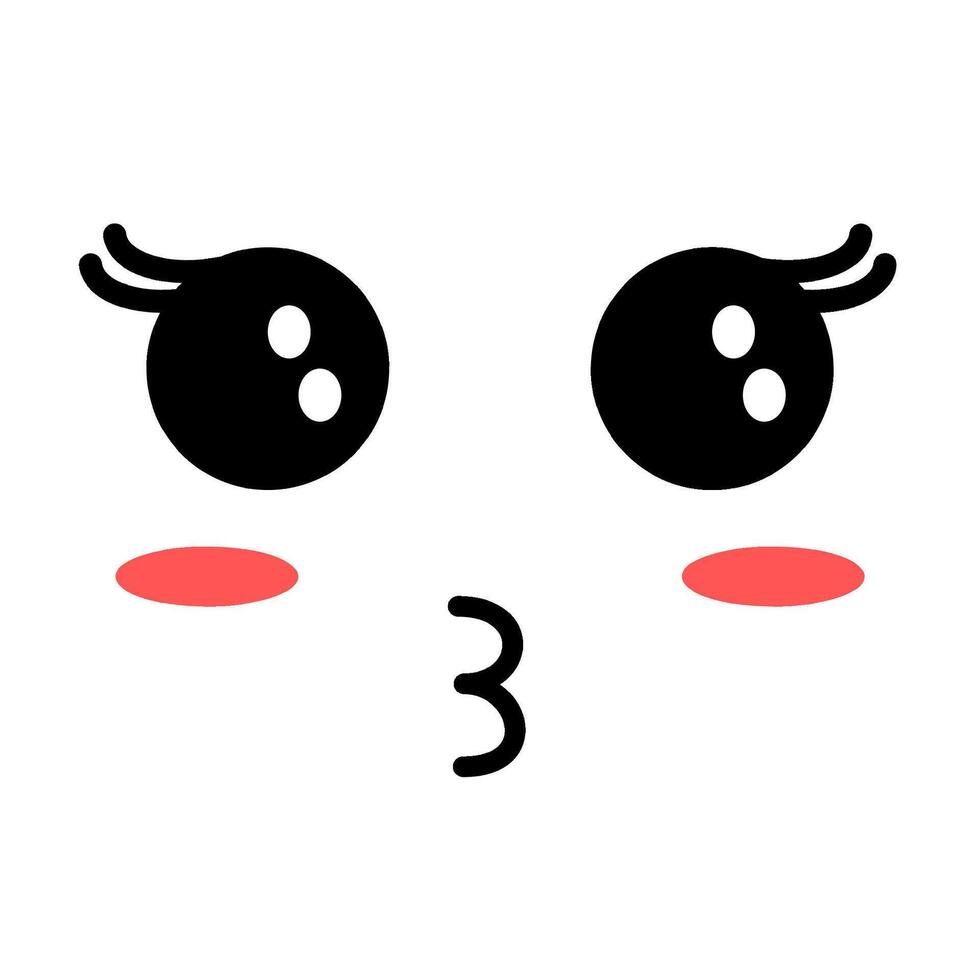 Kawaii Face Expression - Whistling with Blush vector