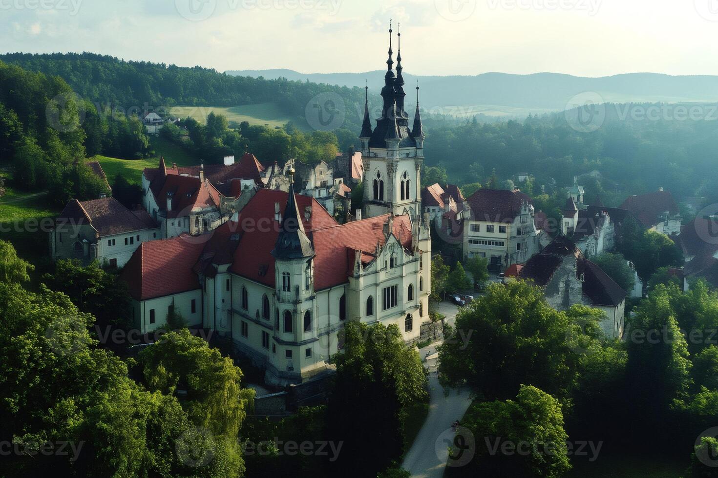 Spilberk castle and basilica of the assumption of our lady dominating the skyline of brno, czech republic photo