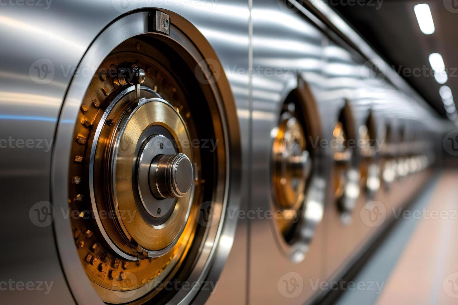 Close up of combination lock mechanism showing intricate details and secure design photo