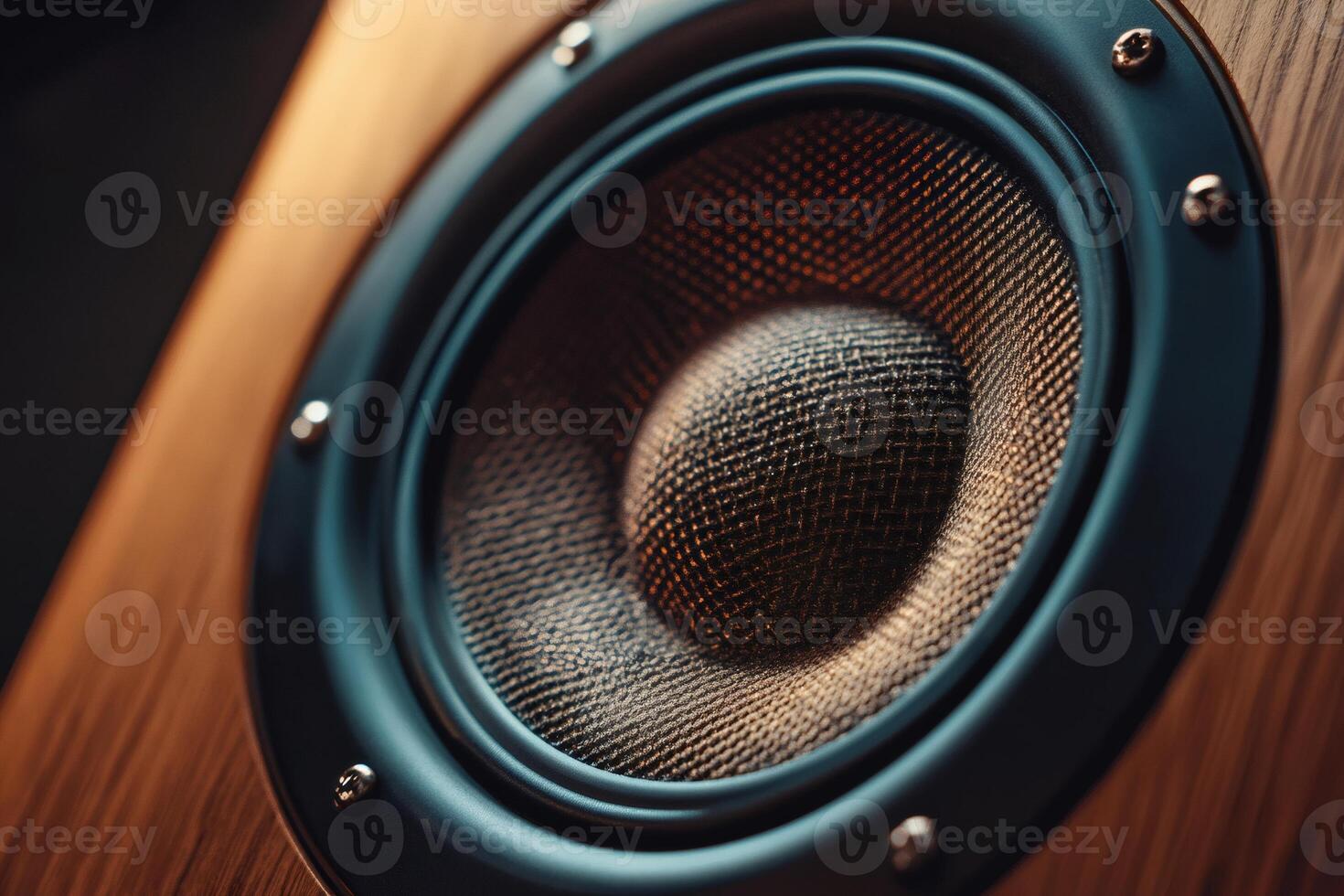 Wooden loudspeaker cone vibrating and playing music photo
