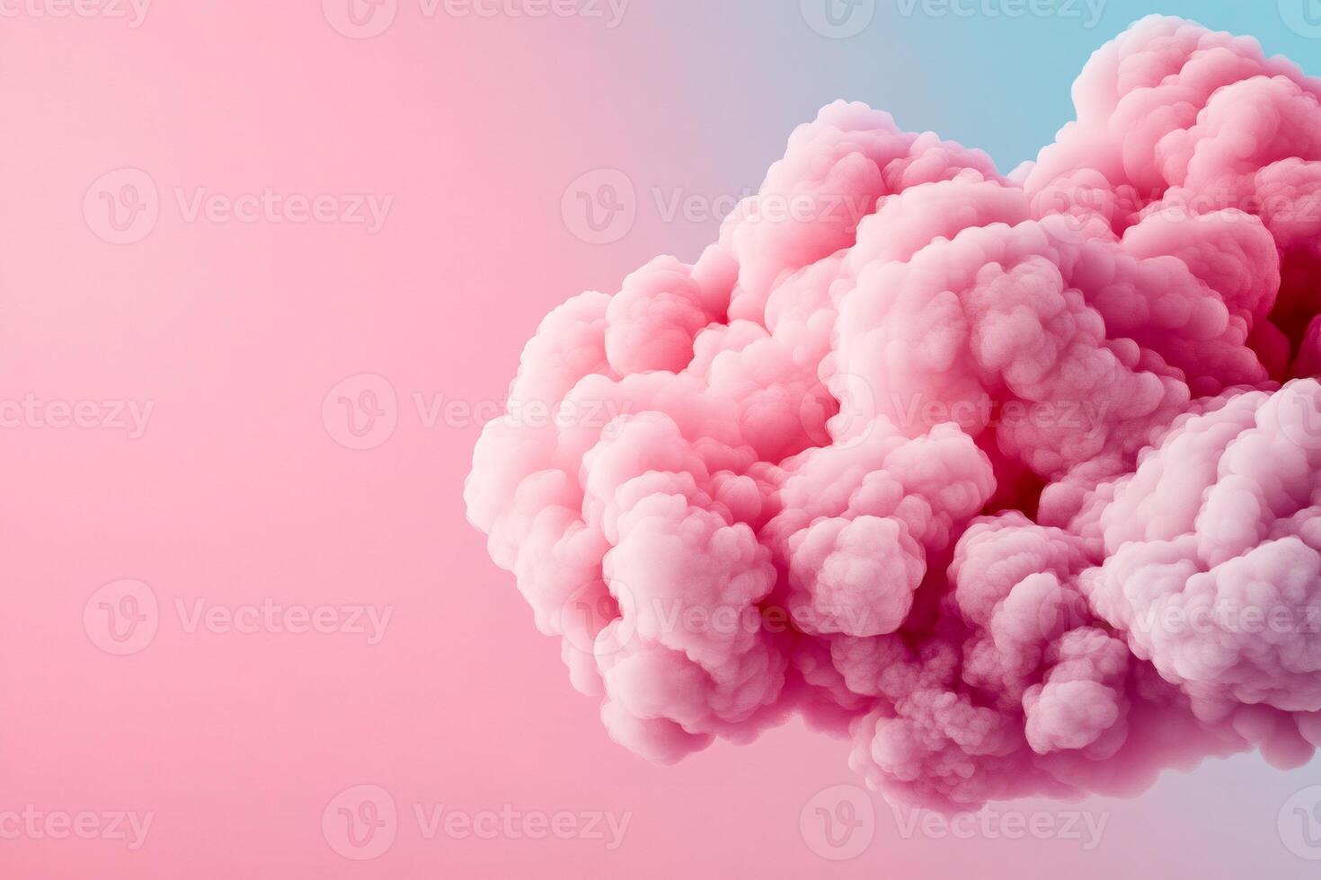 Pink smoke cloud forming on gradient background with copy space photo