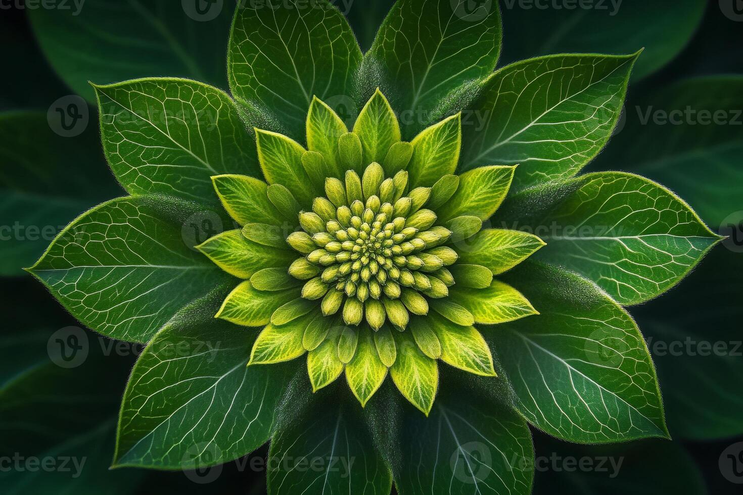 Green plant showing fibonacci sequence and golden ratio generating harmony and beauty photo