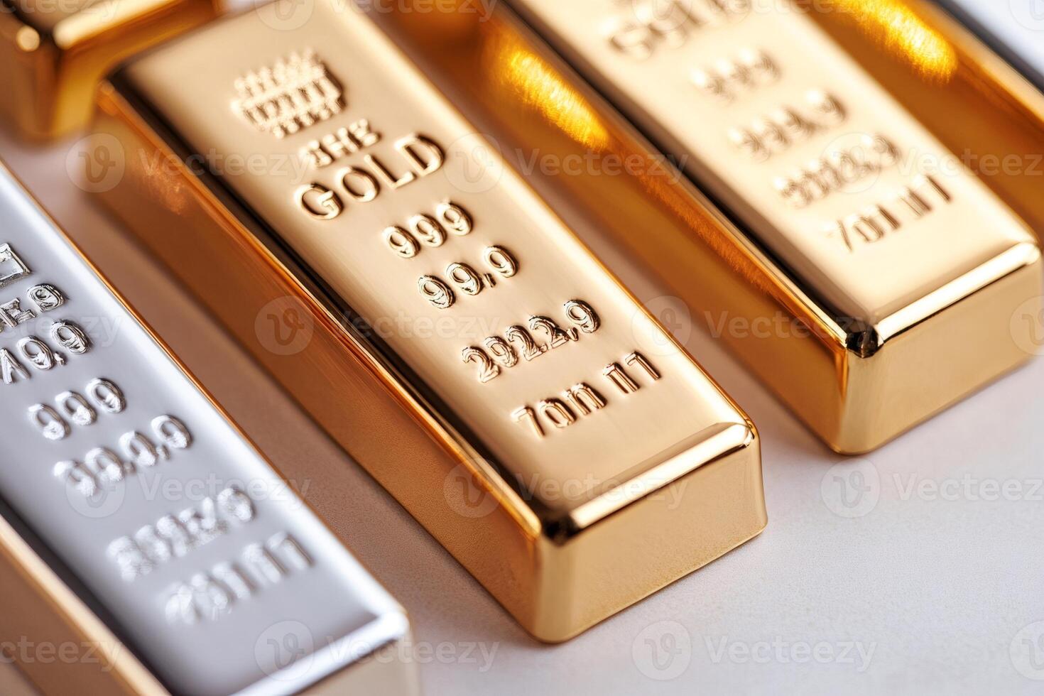 Gold and silver bars representing investment and financial security photo