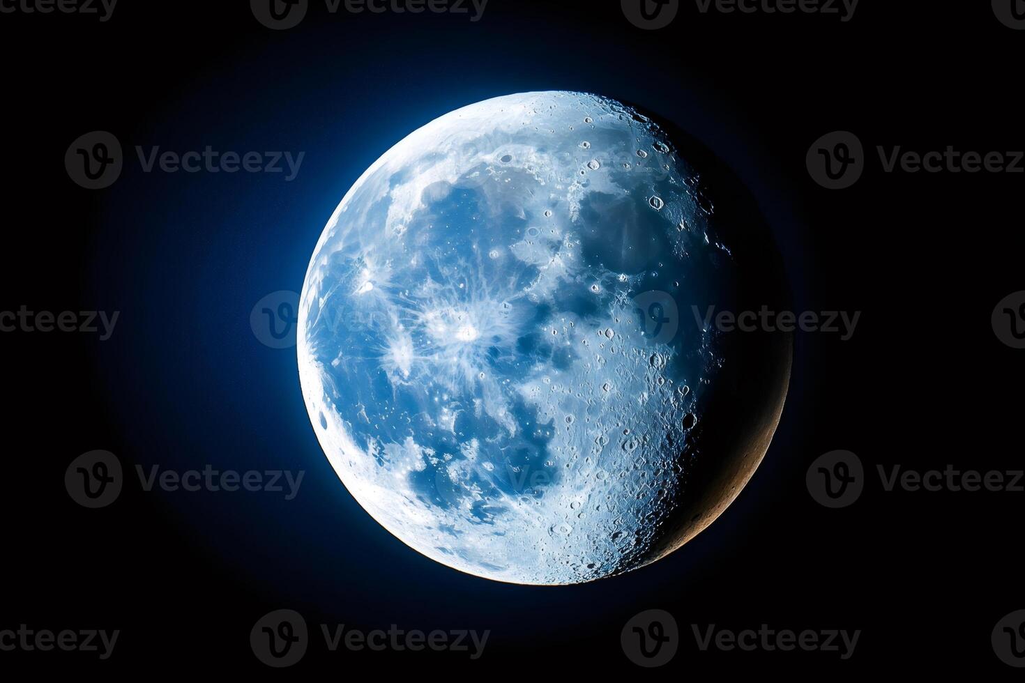 Gibbous moon shining in the dark space background photo