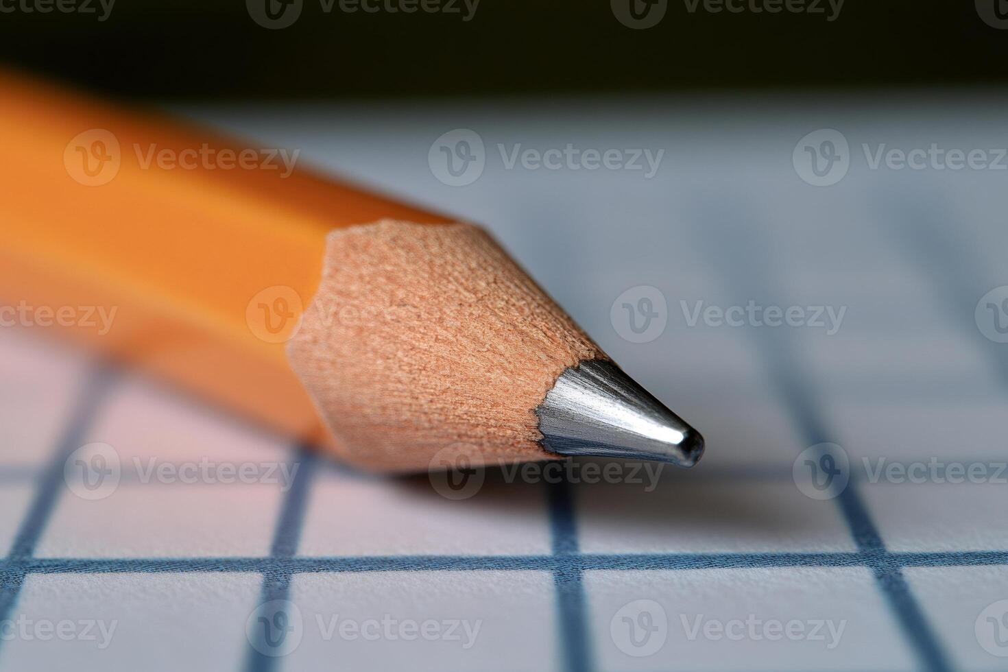 Close up of pencil tip on graph paper ready for writing photo