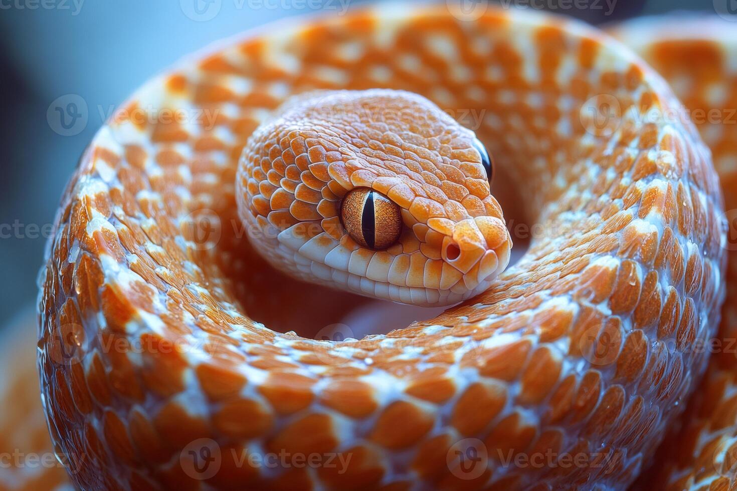 Vibrant orange snake coiling in natural habitat photo