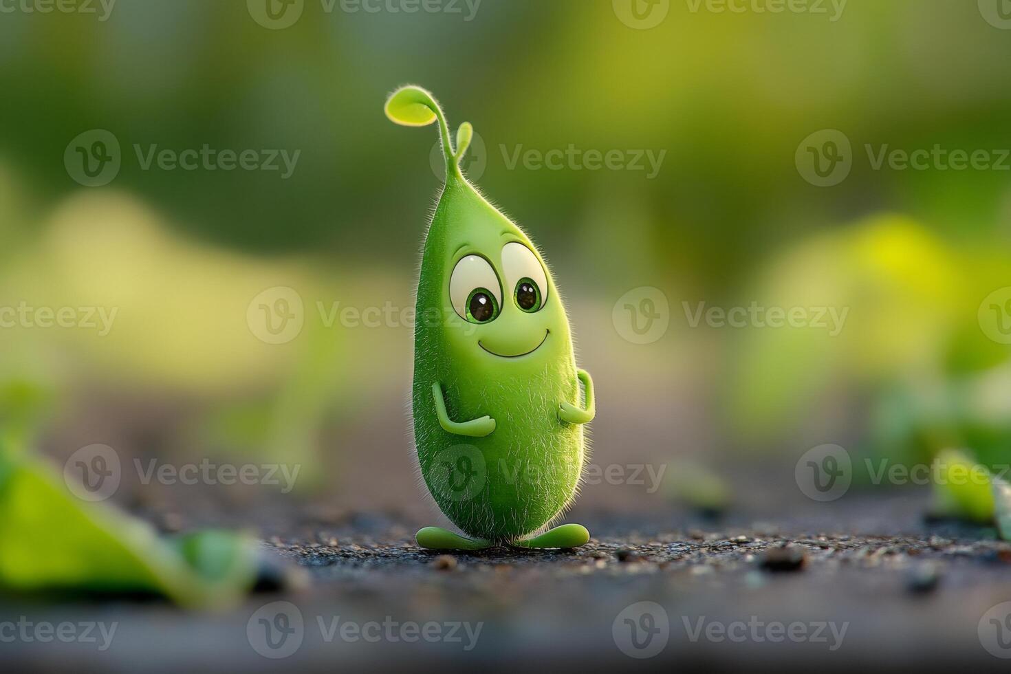 Happy cartoon sprout growing, symbolizing environmental conservation and sustainability photo