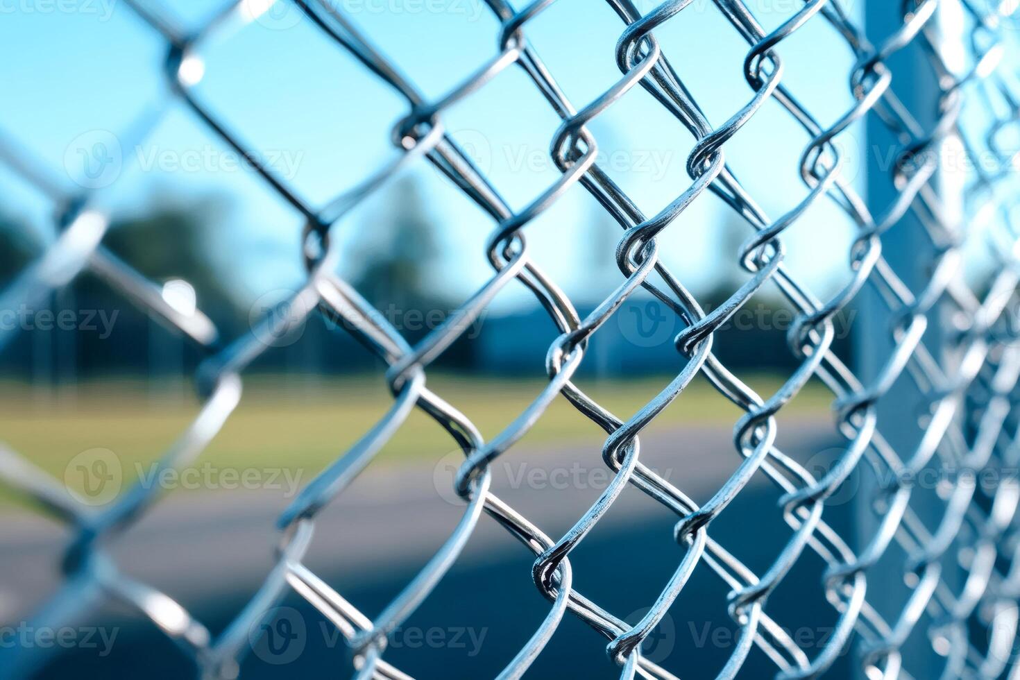 Close up of chain link fence protecting a sports field photo