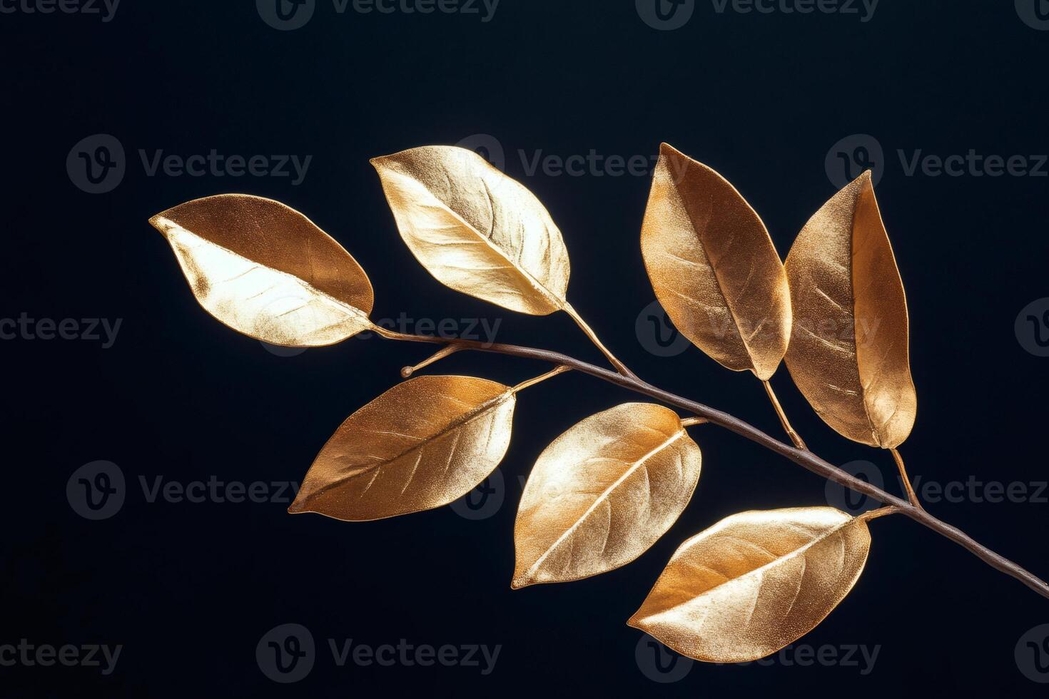 Golden leaves branch creating a luxurious and elegant atmosphere photo