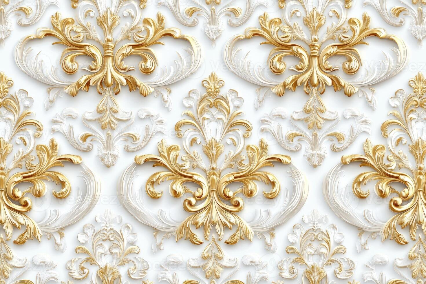 White and gold floral pattern forming a luxury background for design photo