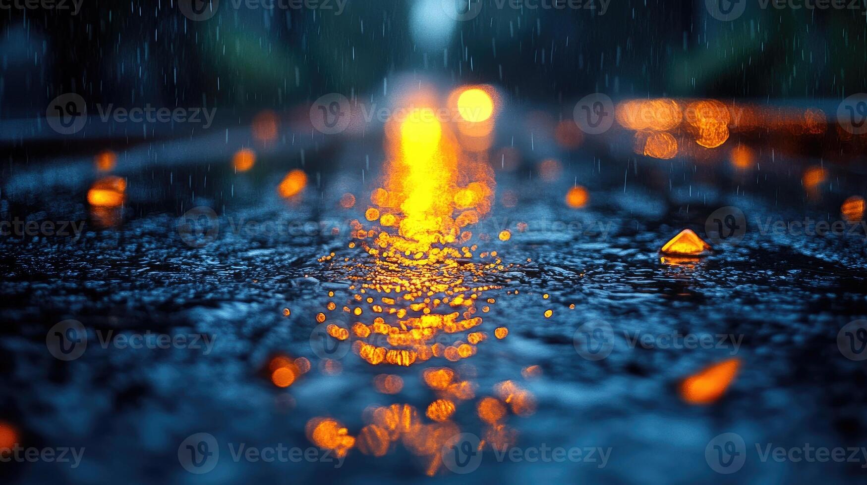 Water droplet splashing creating concentric ripples on blue water surface photo