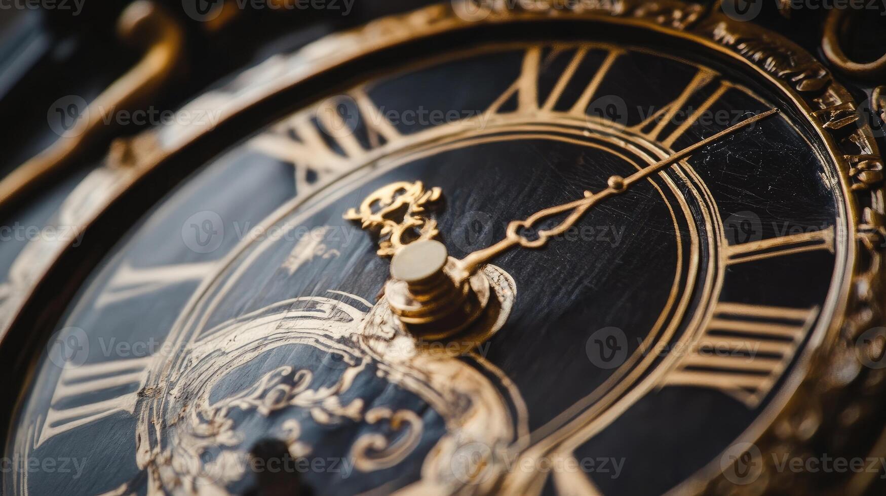 Close up of luxury clock face showing time passing photo