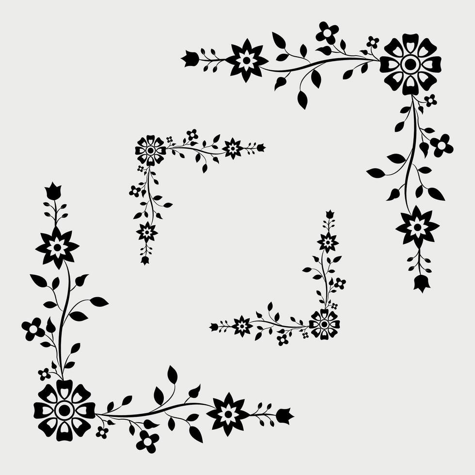 Floral Elegant corner arrangements for decorative embellishment vector